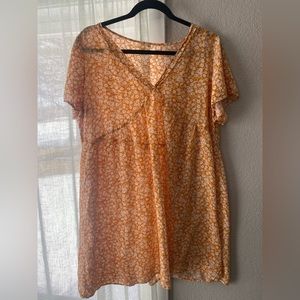 Yellow Floral Mini Babydoll Dress